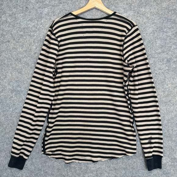 Nice Collective Henley Long Sleeve Shirt Top Womens Large Striped Knit Lounge - Picture 10 of 13